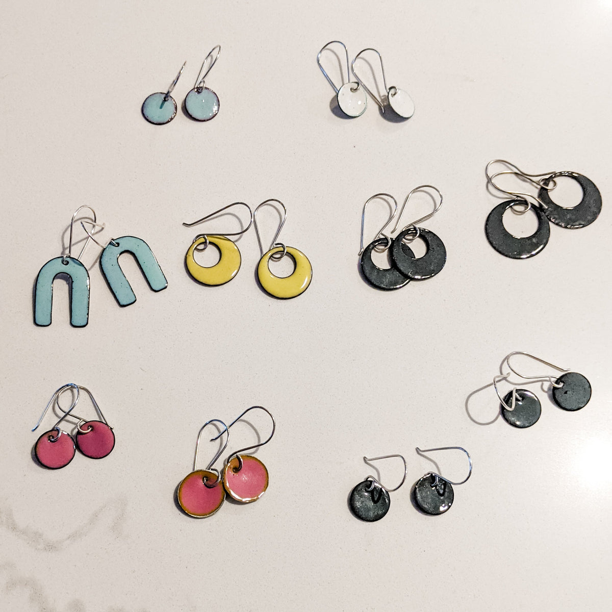 Two Tone Enamel Circle Earrings, Krista Knickerbocker Designs