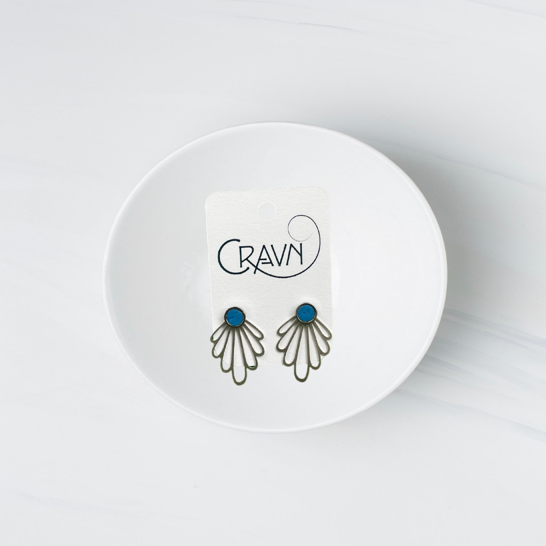 Earrings, Interchangeable Studs, Silver Flower, Cravn Jewelry