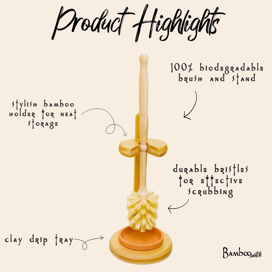 Bamboo toilet bowl brush