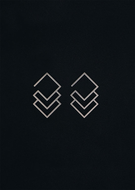 Angular Moment Maze Earrings, stainless steel