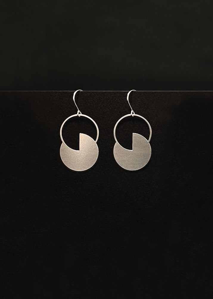 Angular Moment Eclipse Drop Earrings, stainless steel