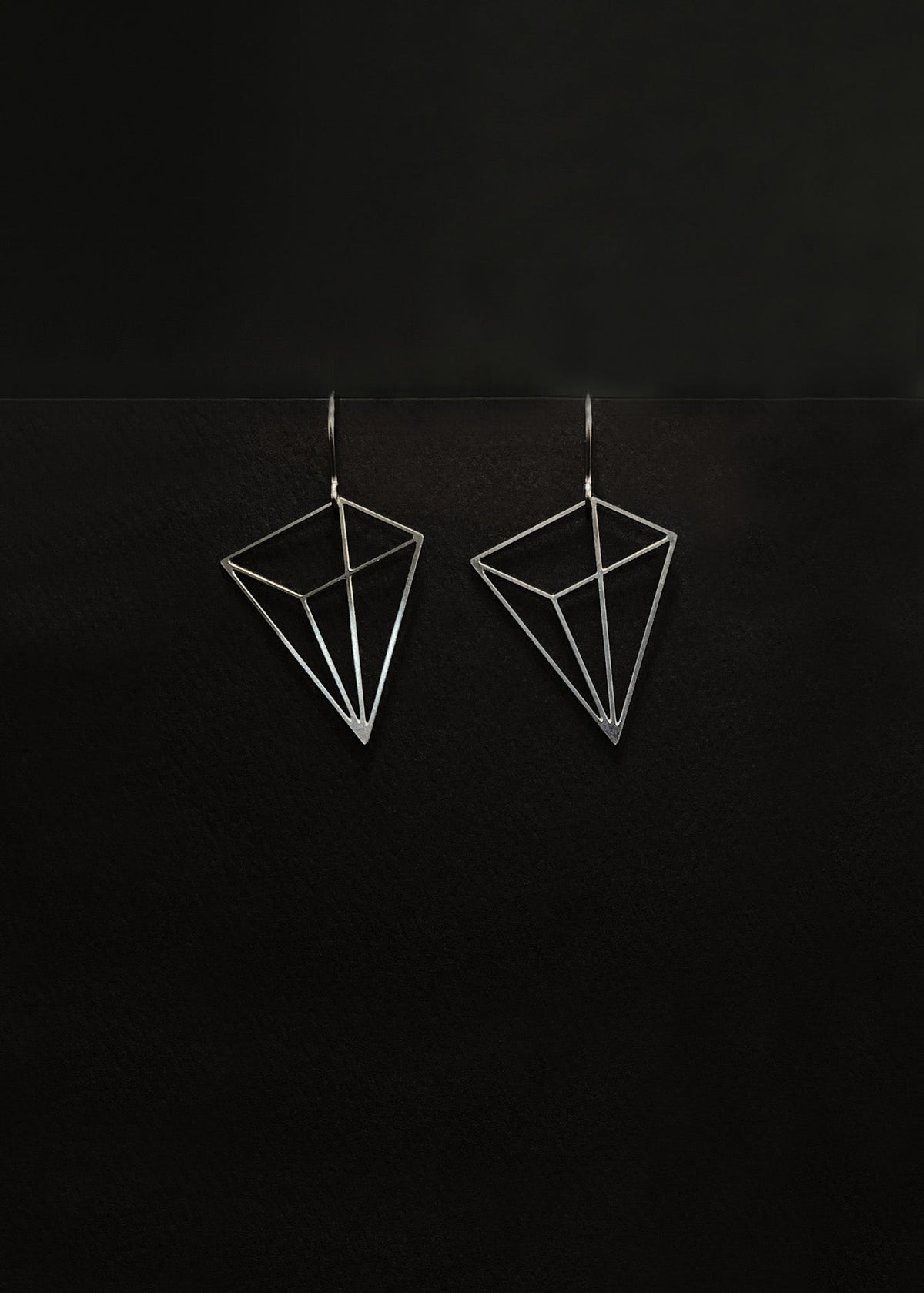 Angular Moment Pyramid Earrings, stainless steel