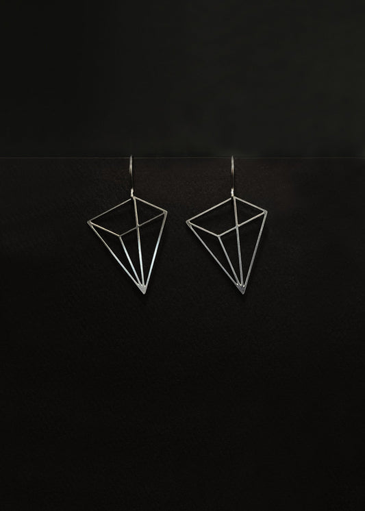 Angular Moment Pyramid Earrings, stainless steel