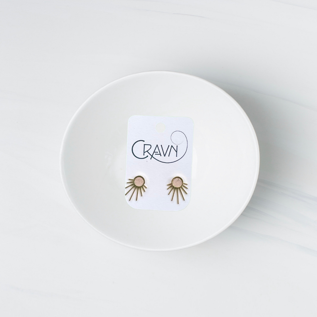 Earrings, Interchangeable Studs, Brass Small Burst, Cravn Jewelry