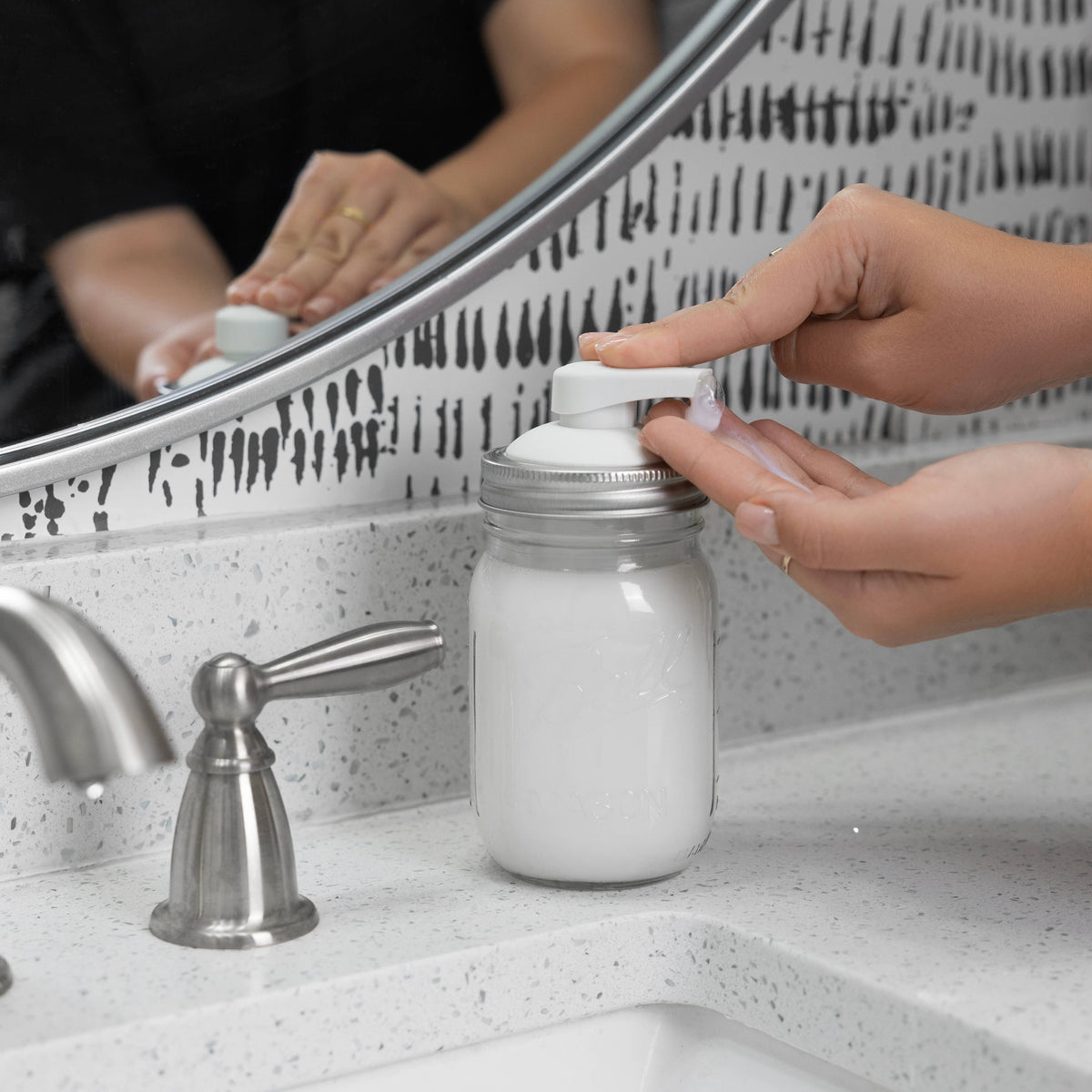 Jarware White Foaming Soap Dispenser Lid, Regular Mouth Jar