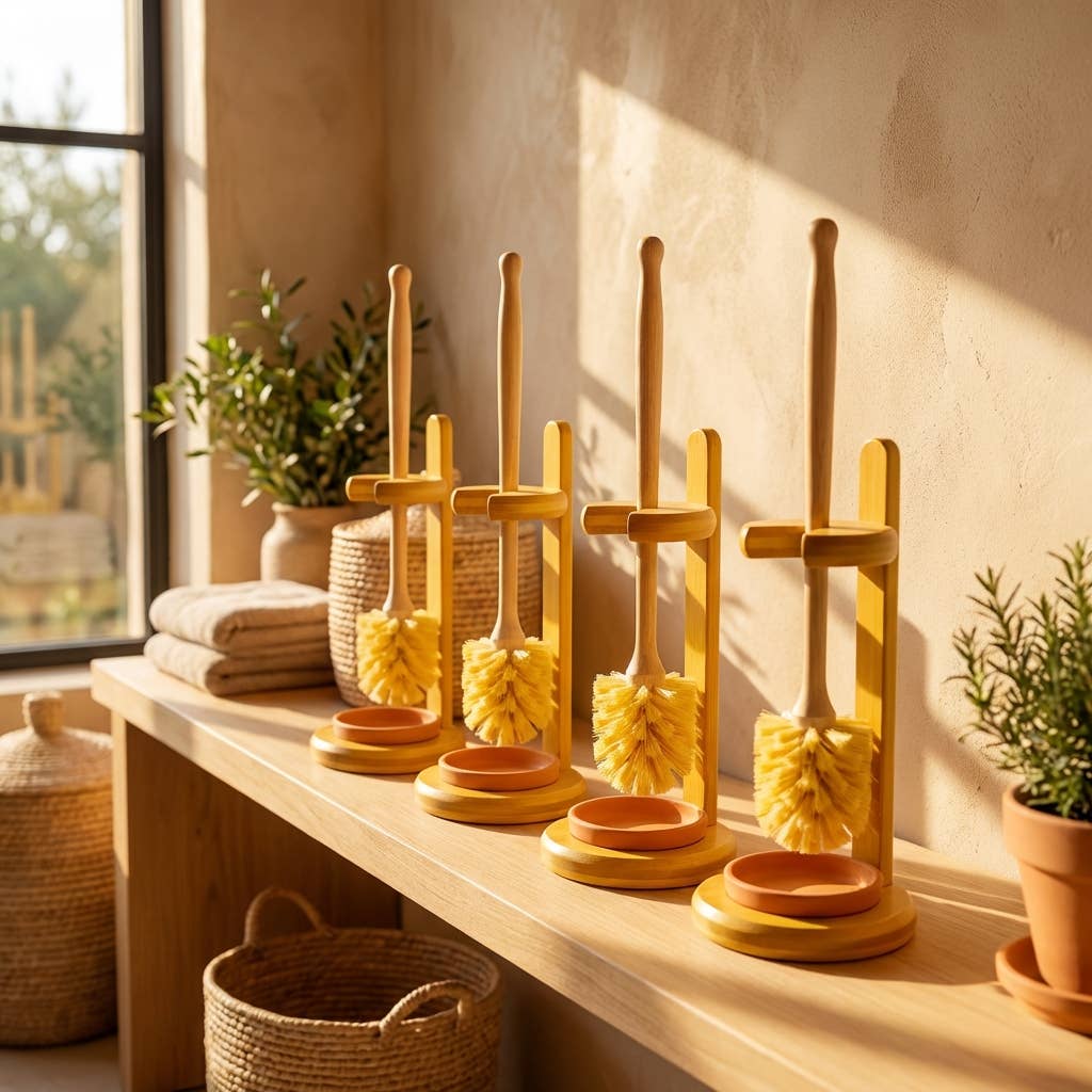 Bamboo Switch bamboo toilet bowl brush and stand