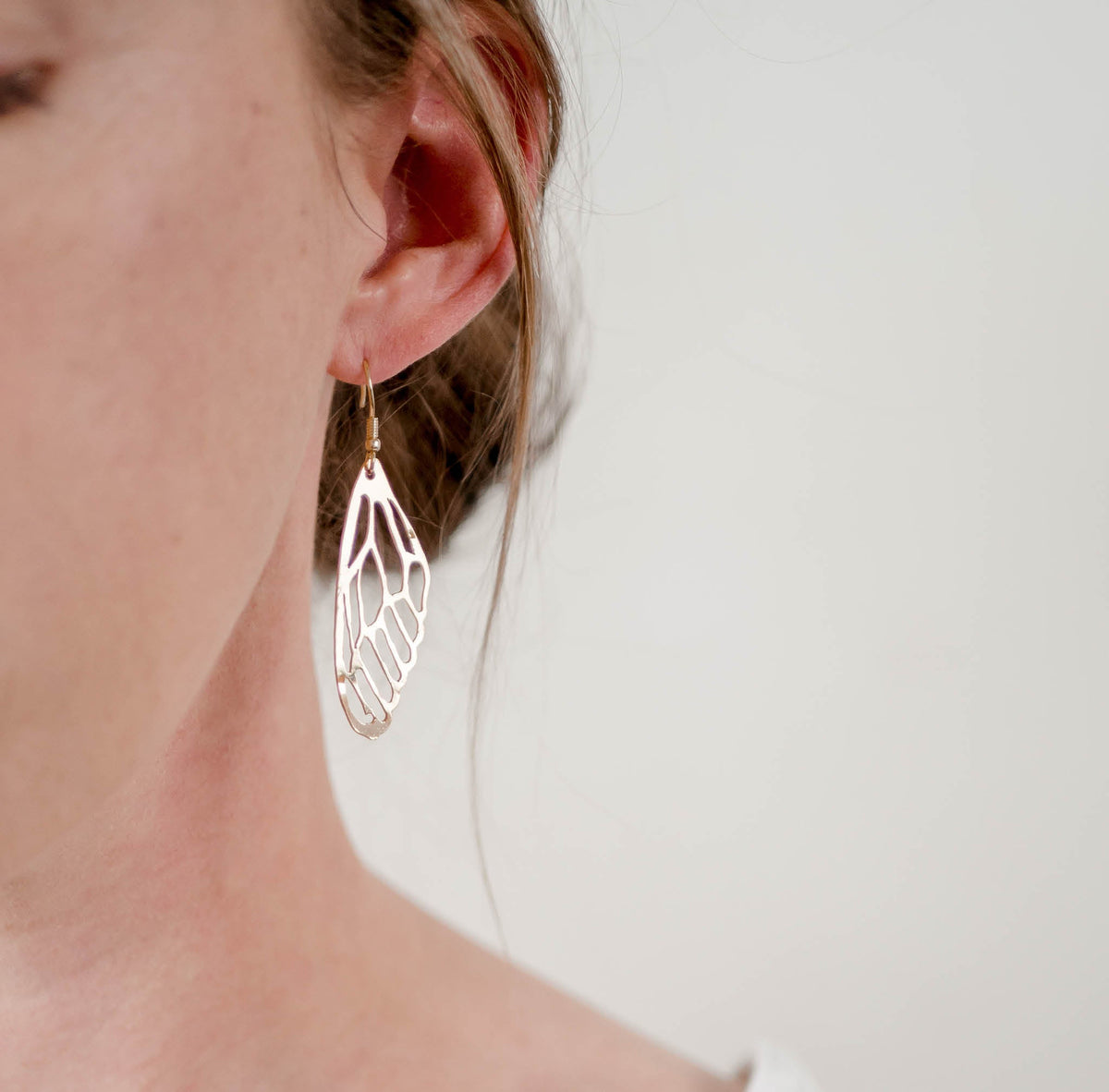 Gold Plated Dragonfly Wing Dangle Earrings, Krista Knickerbocker Designs