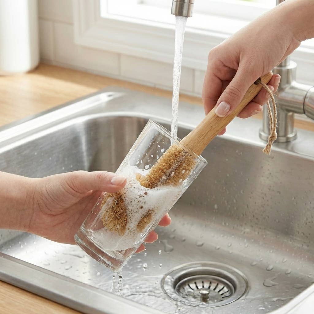 Bamboo bottle cleaning brush