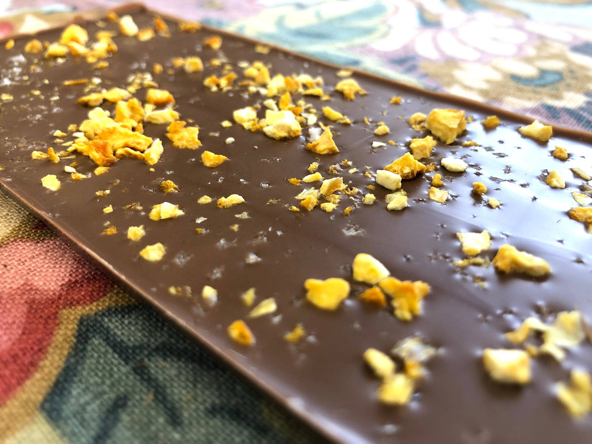 38% Organic Milk Chocolate Bar w/ Orange & Alaskan Sea Salt