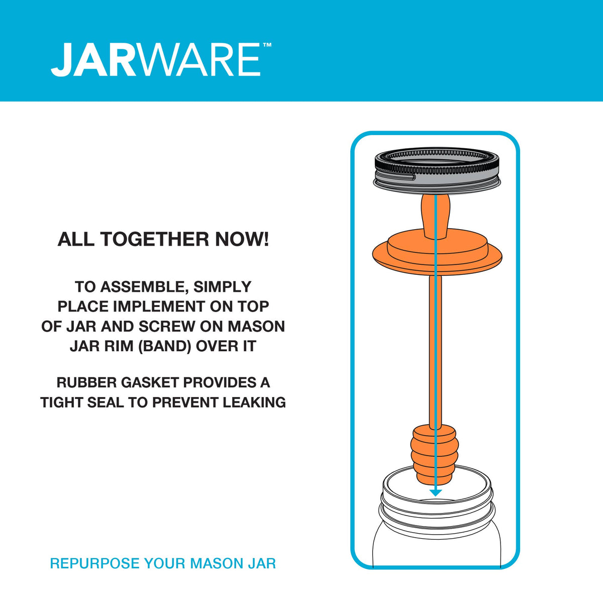How to attach the Jarware honey dipper lid to a mason jar