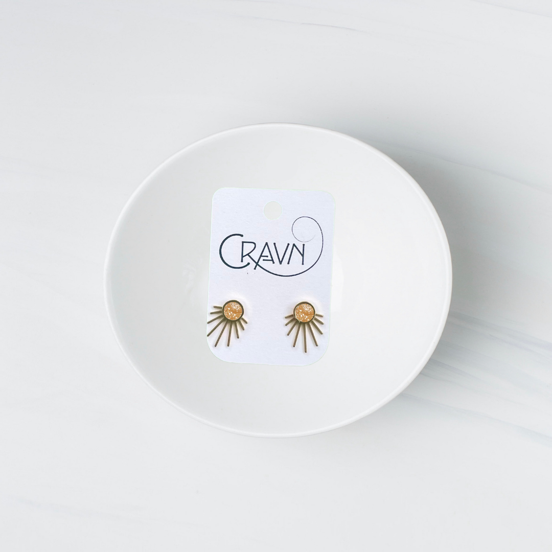 Earrings, Interchangeable Studs, Brass Small Burst, Cravn Jewelry