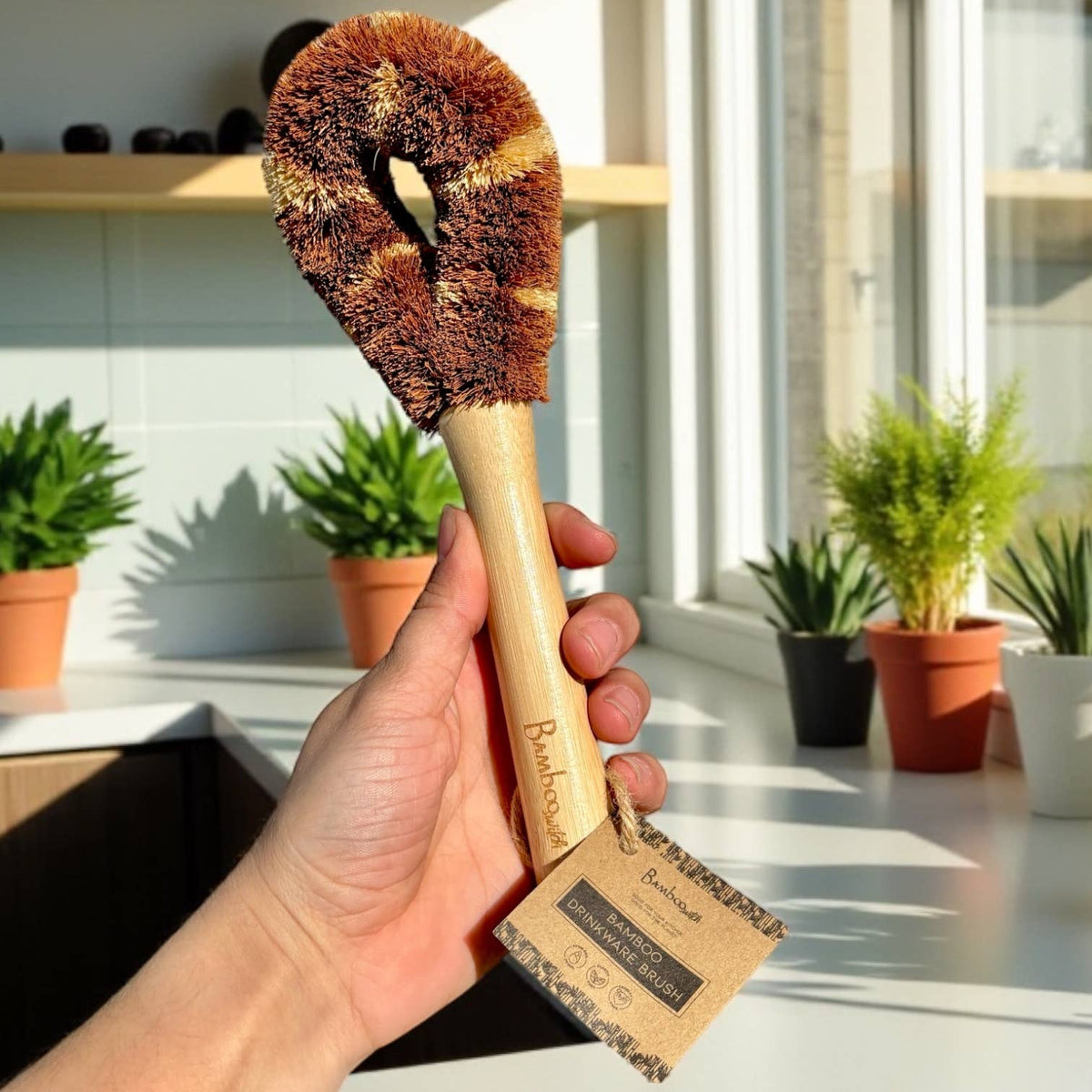Bamboo bottle cleaning brush