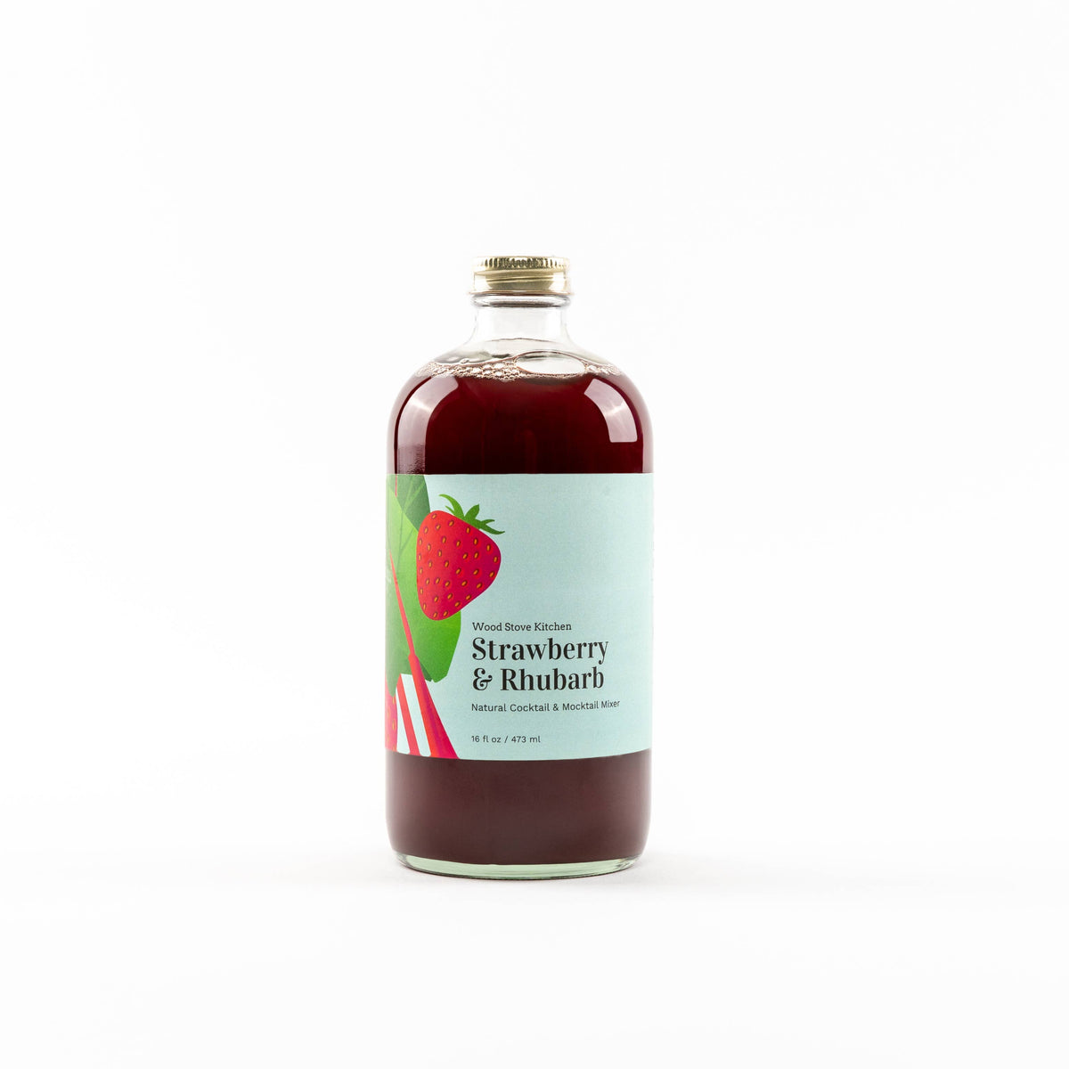 Wood Stove Kitchen Strawberry & Rhubarb cocktail and mocktail mixer, 16 fl oz