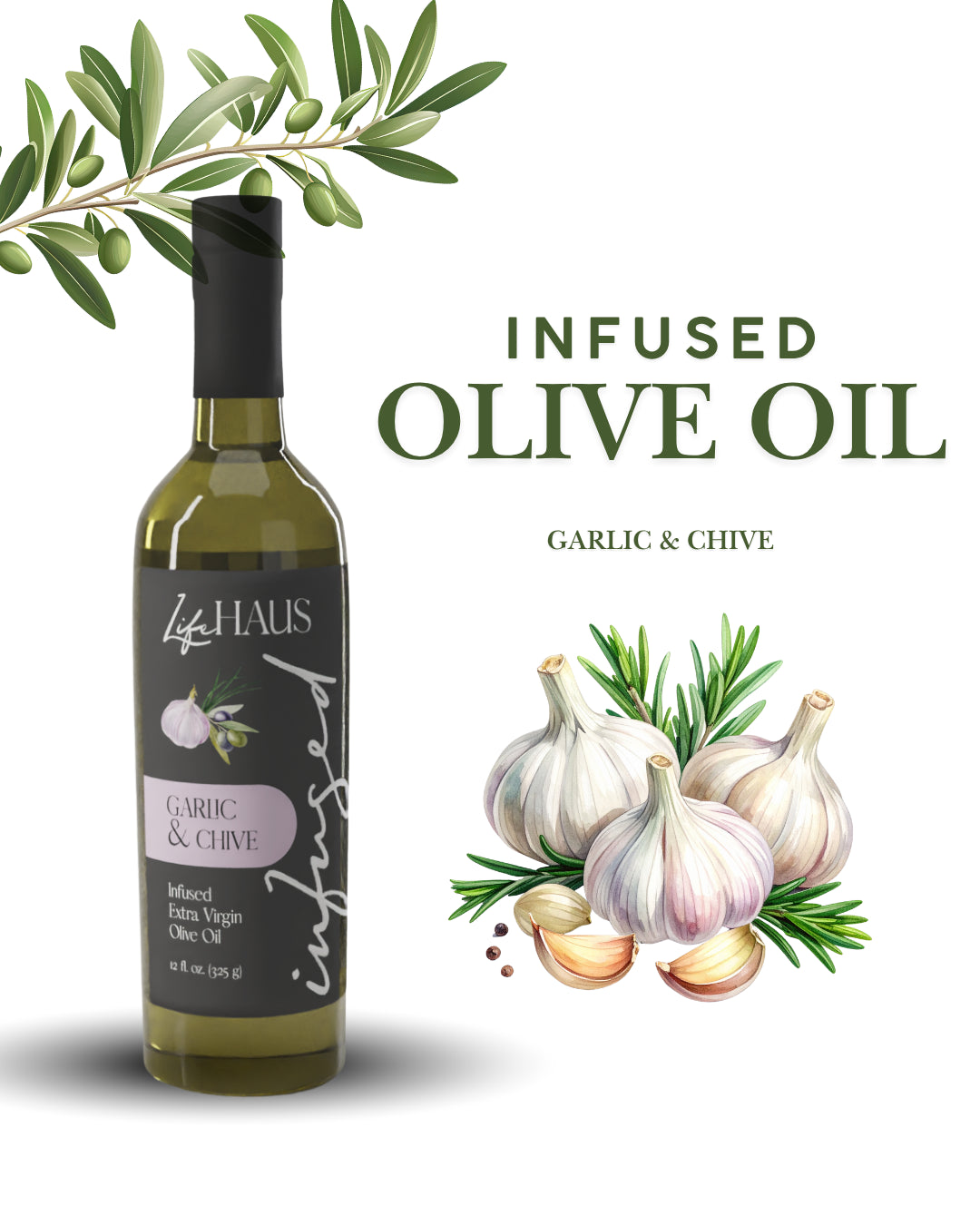 Lifehaus Garlic and Chive Infused Olive Oil