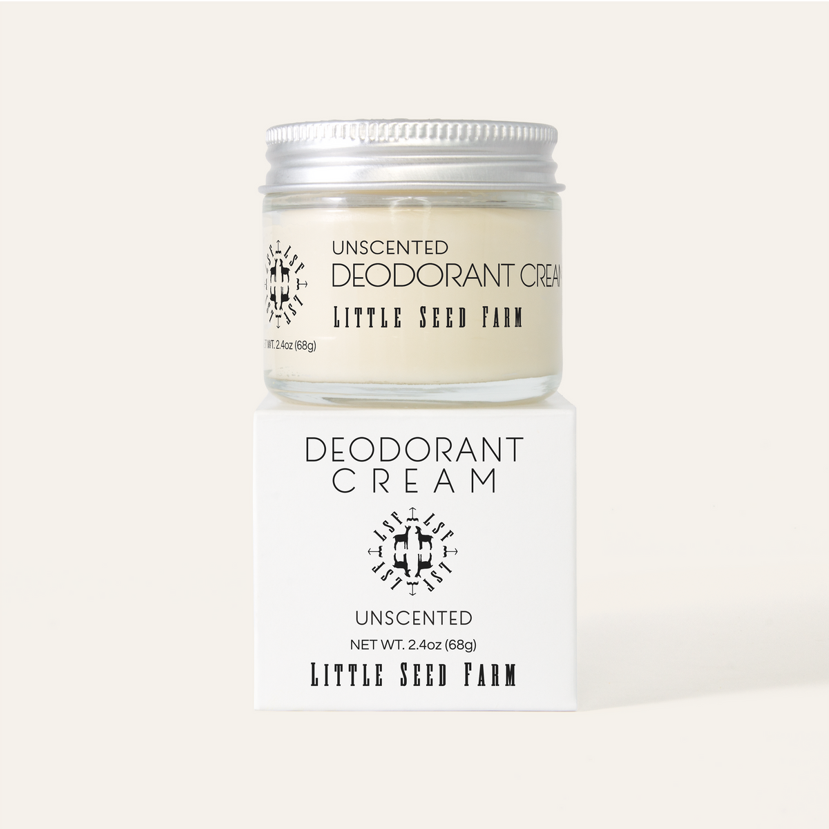 Little Seed Farm Unscented Deodorant Cream jar and box