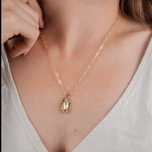 Scarab Pendant Necklace in 14k gold vermeil, Krista Knickerbocker Designs