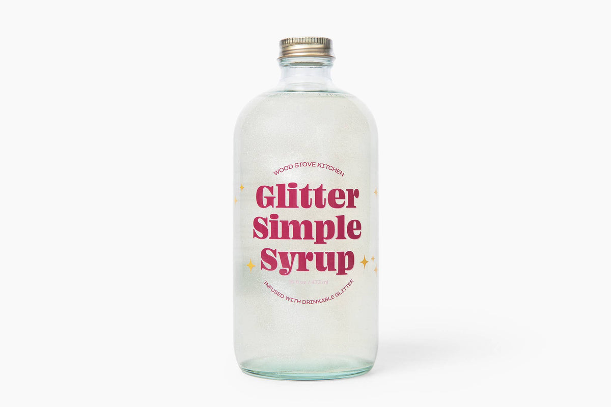 Wood Stove Kitchen Glitter Simple Syrup, 16 fl oz