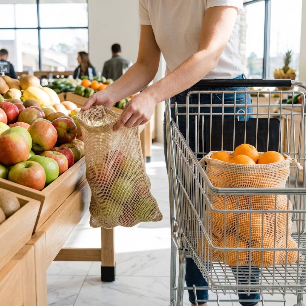 Organic cotton mesh produce bags