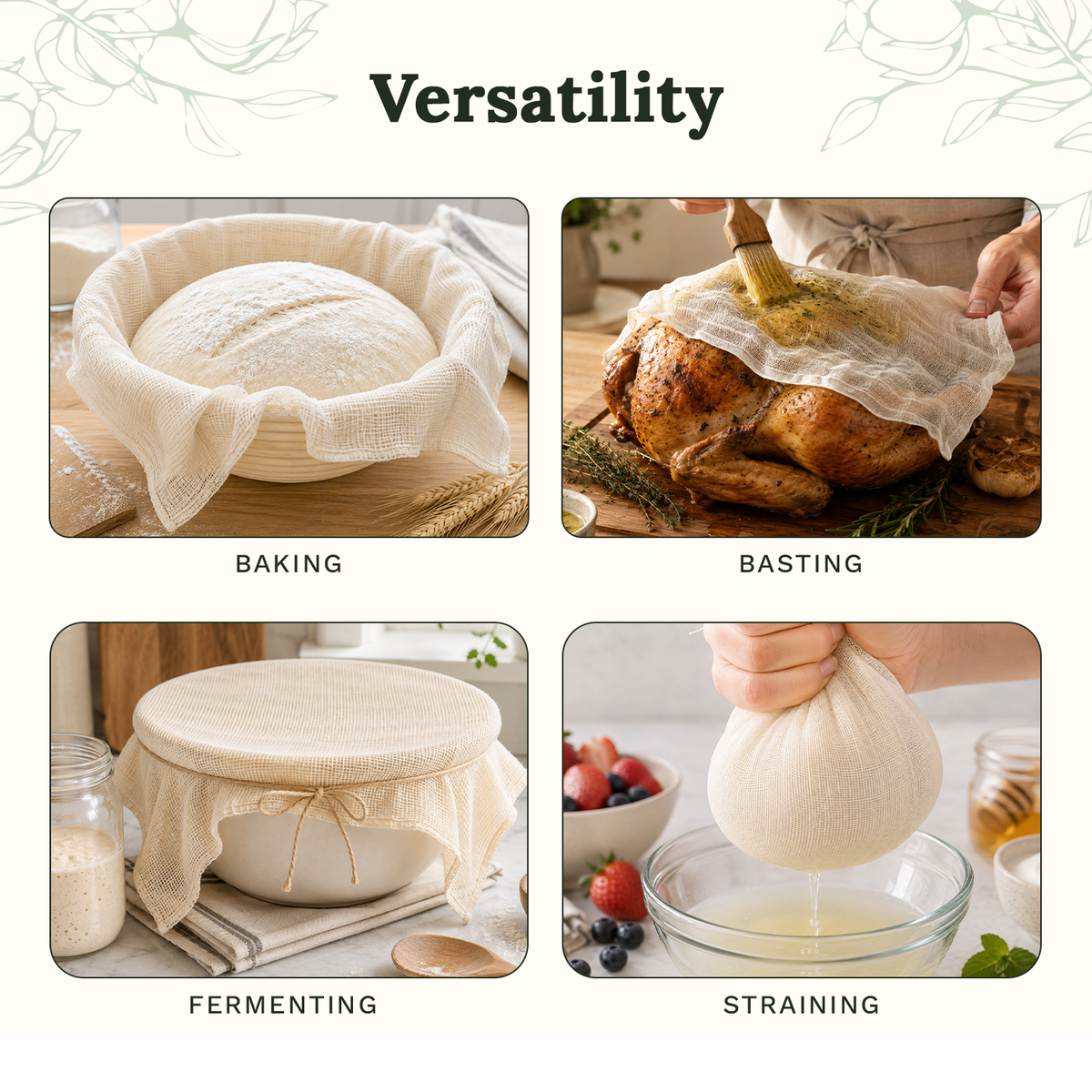 Cheesecloth, Reusable Organic Cotton (36" x 36"), Organic Cotton Mart