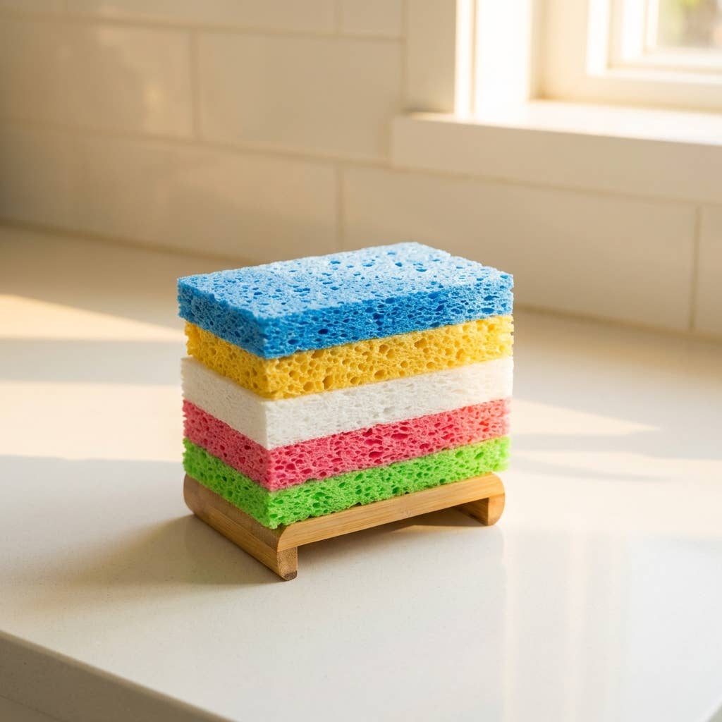 Compostable cellulose kitchen sponge