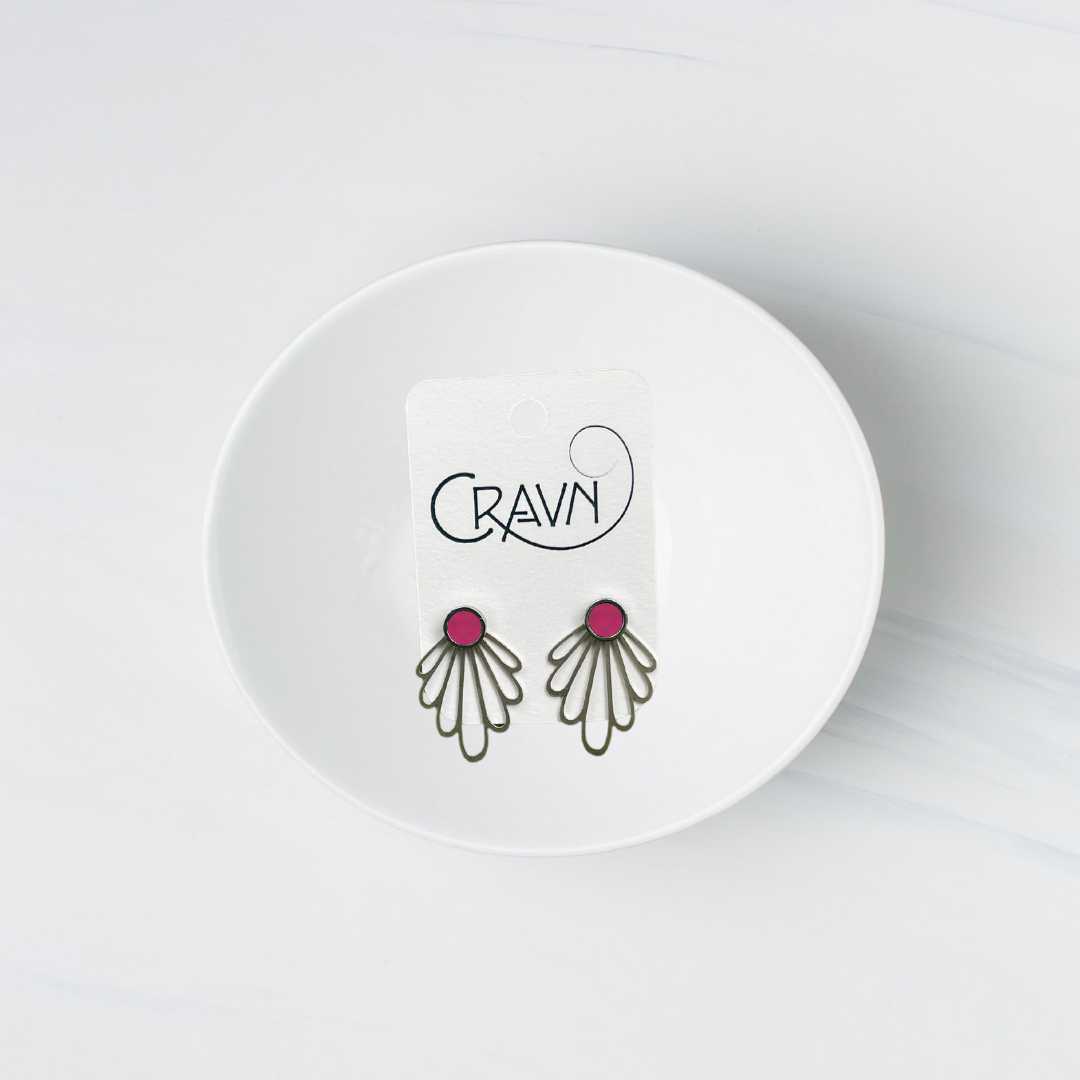 Earrings, Interchangeable Studs, Silver Flower, Cravn Jewelry