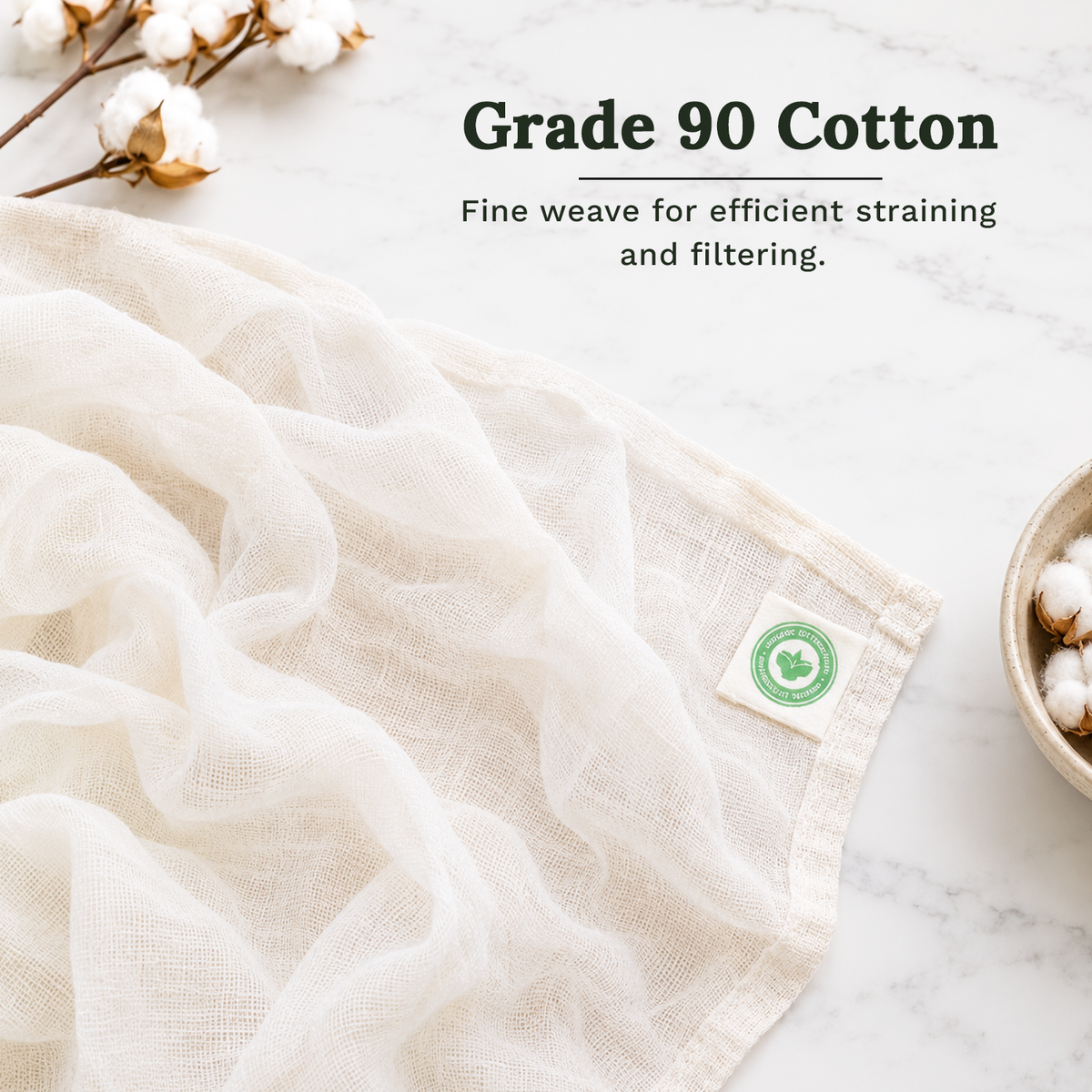 Cheesecloth, Reusable Organic Cotton (36" x 36"), Organic Cotton Mart