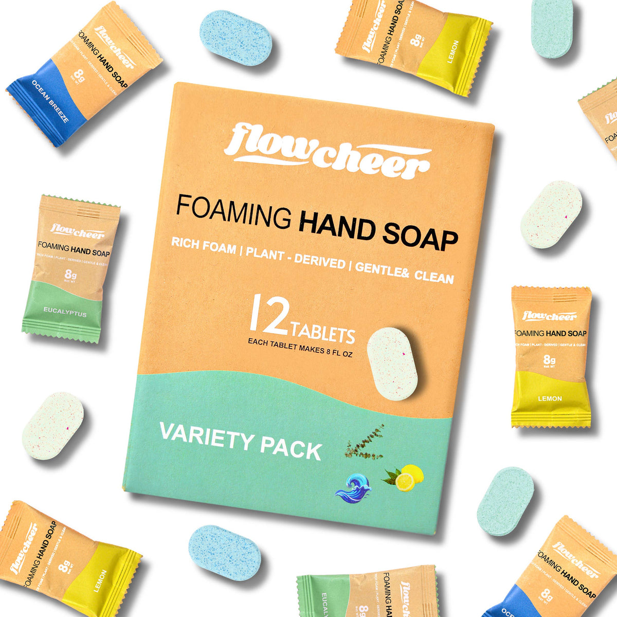 Foaming Hand Soap Tablets, 3-Scent Bundle, Flowcheer