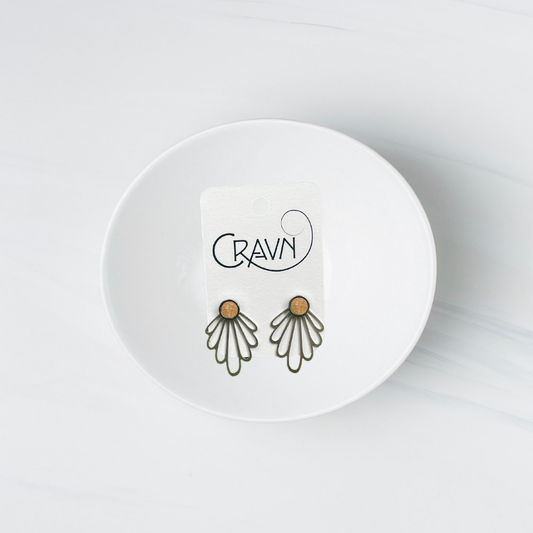 Earrings, Interchangeable Studs, Silver Flower, Cravn Jewelry