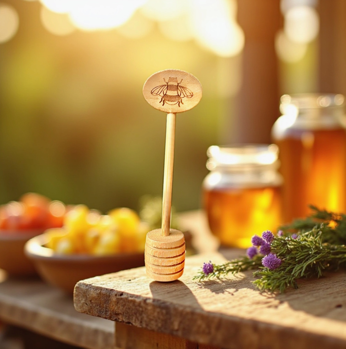 Bamboo honey dipper