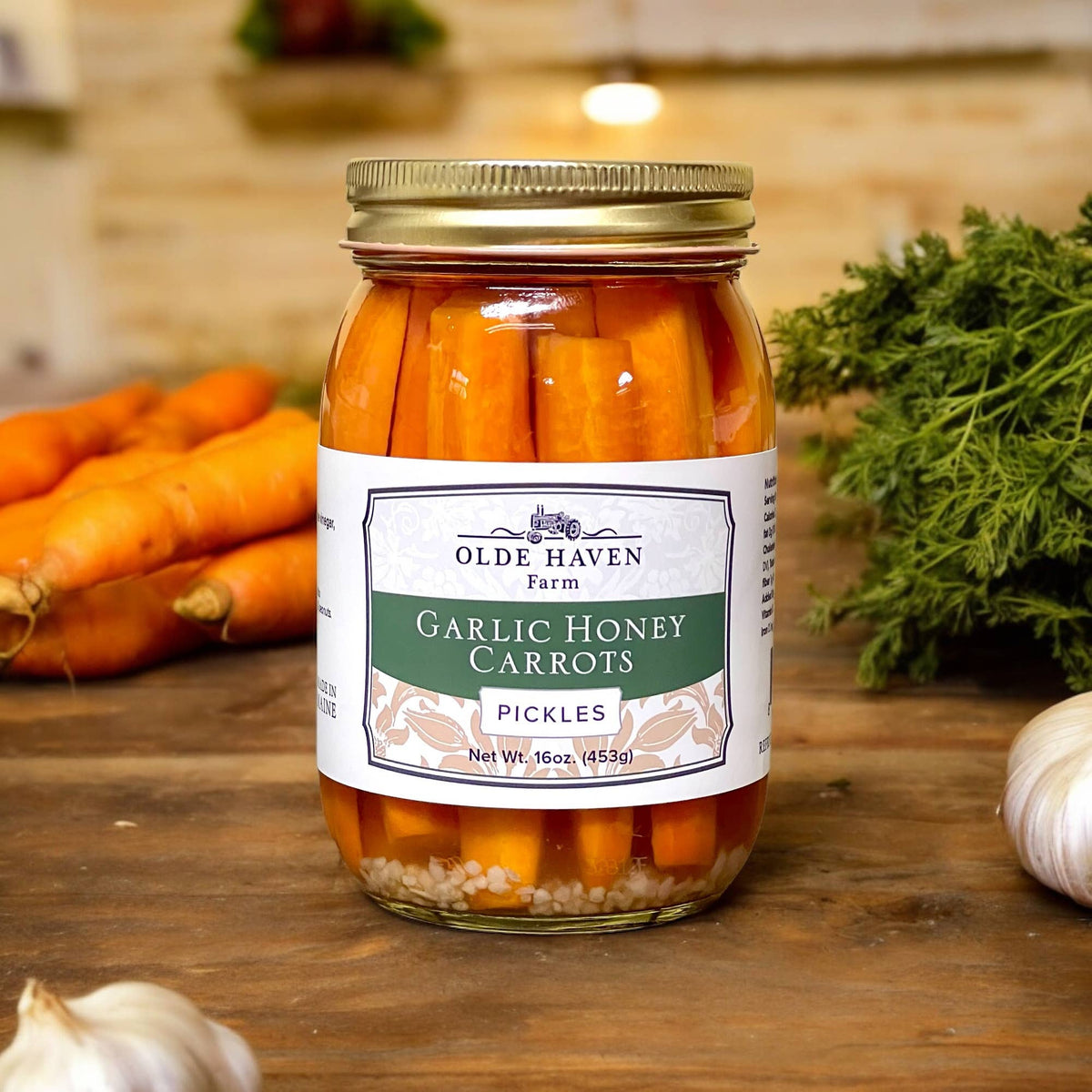 Olde Haven Farm Garlic Honey Carrots, 16 oz jar