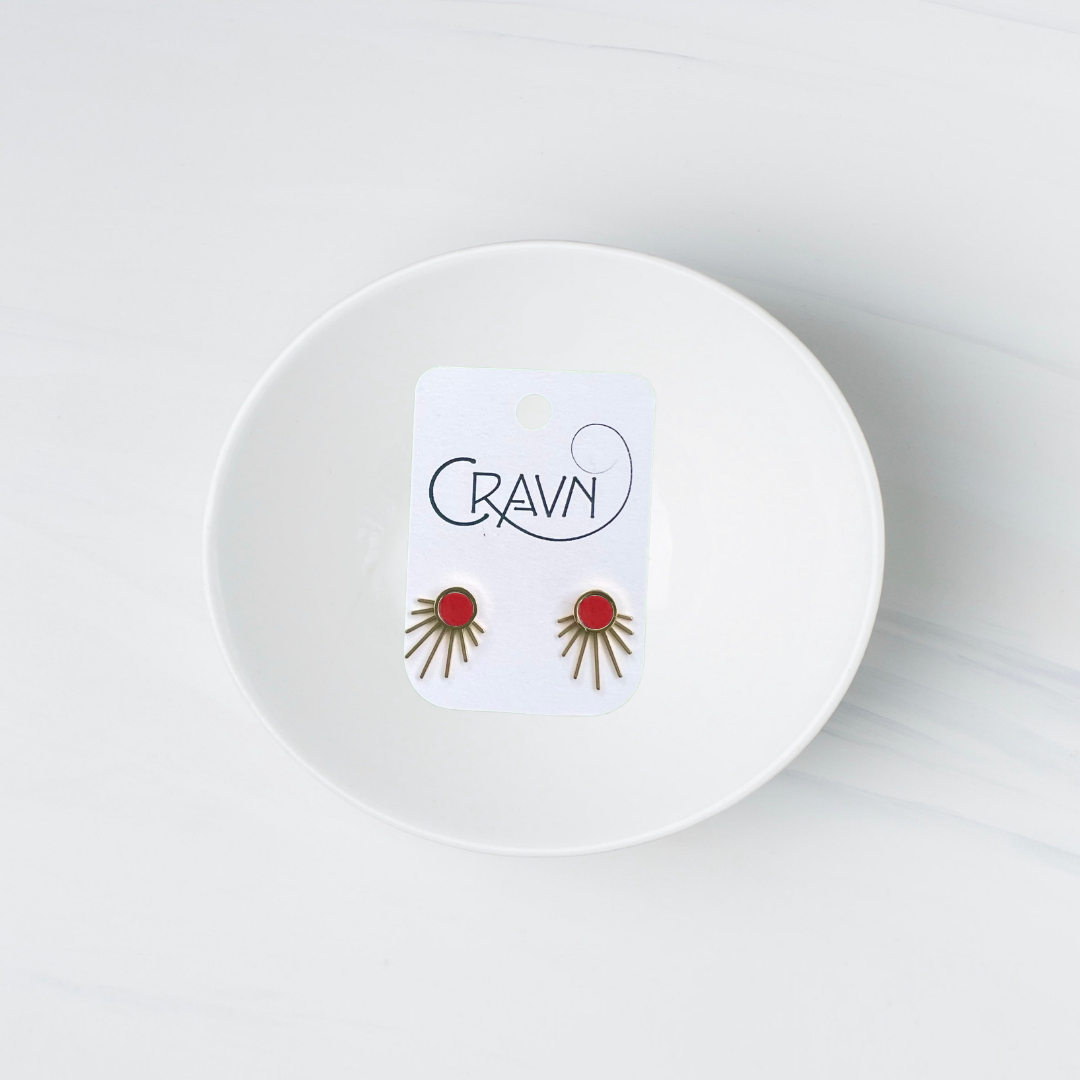Earrings, Interchangeable Studs, Brass Small Burst, Cravn Jewelry