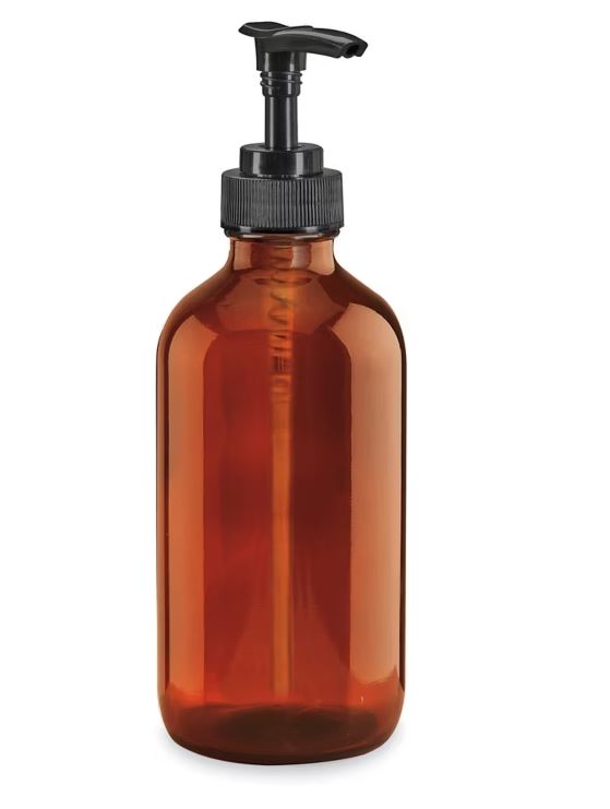 8 oz amber glass pump bottle