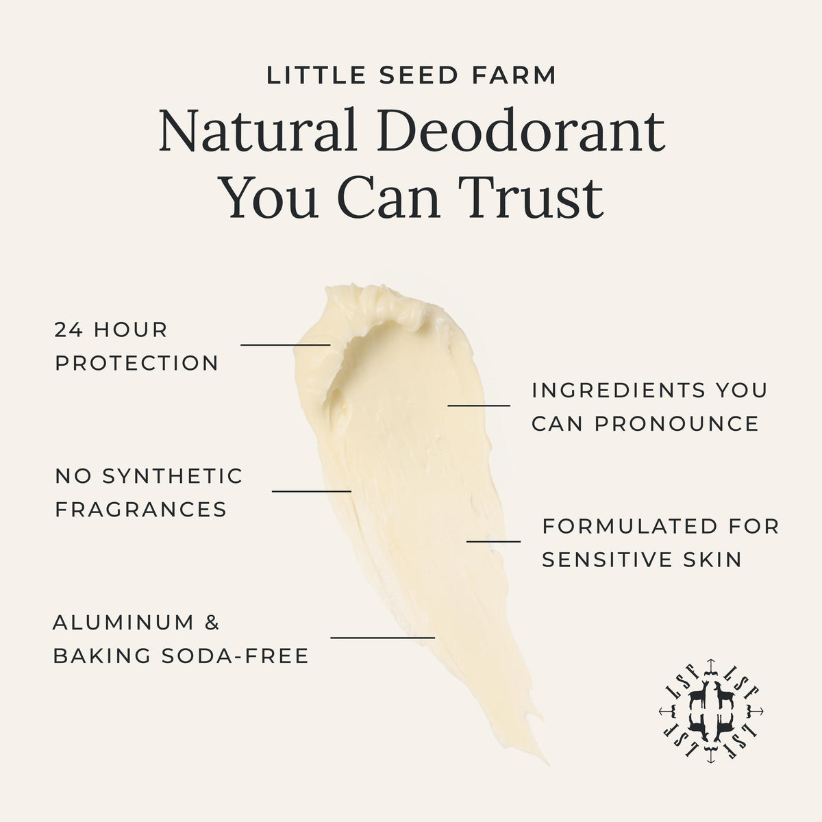 Deodorant cream benefits: 24-hour protection, aluminum and baking soda free