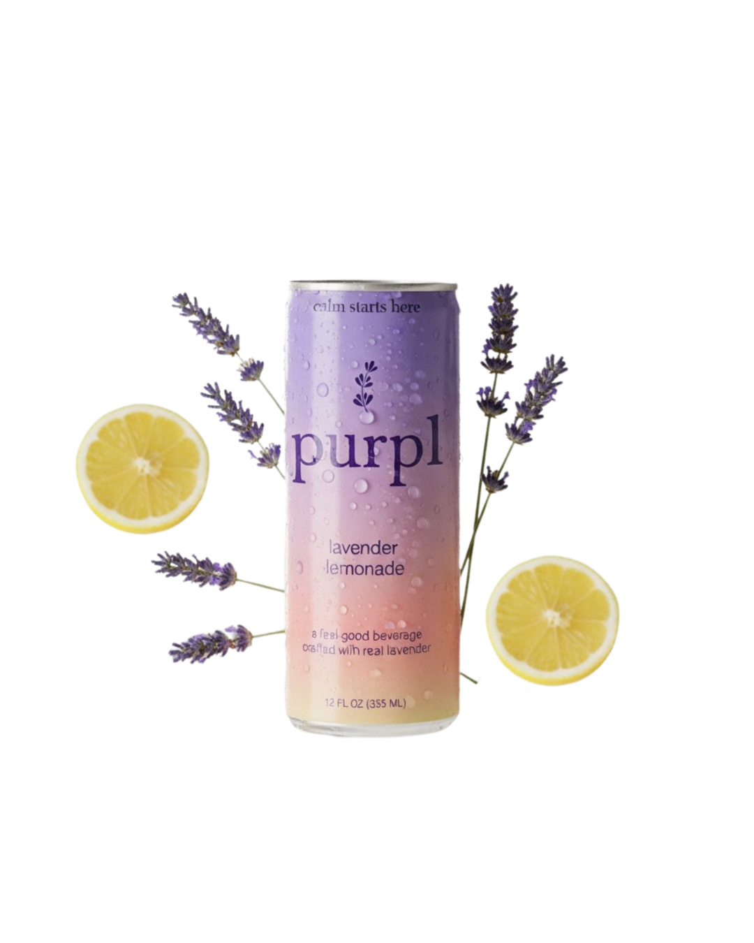 Purpl Lavender Lemonade can with lemons and lavender