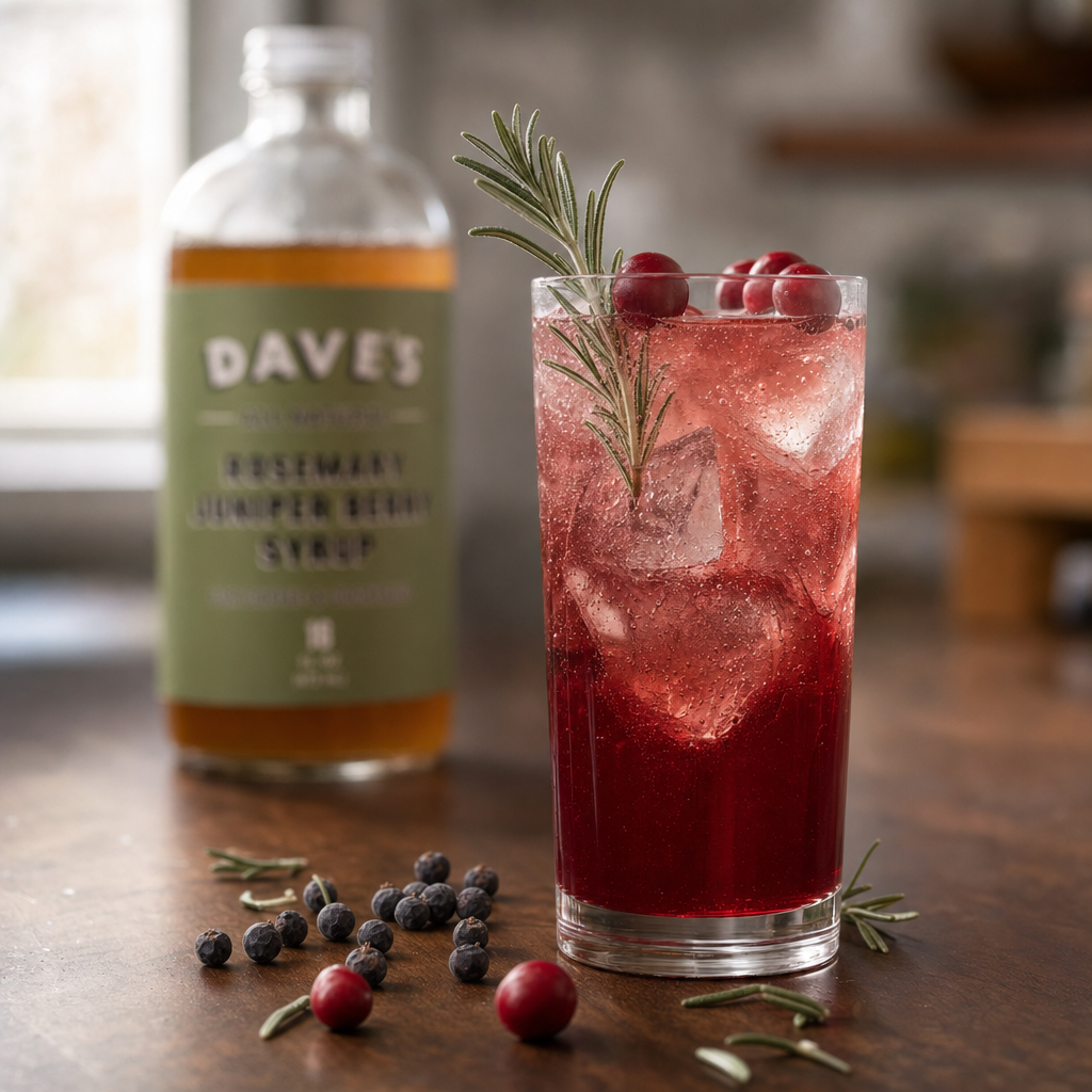 Rosemary Juniper cranberry mocktail