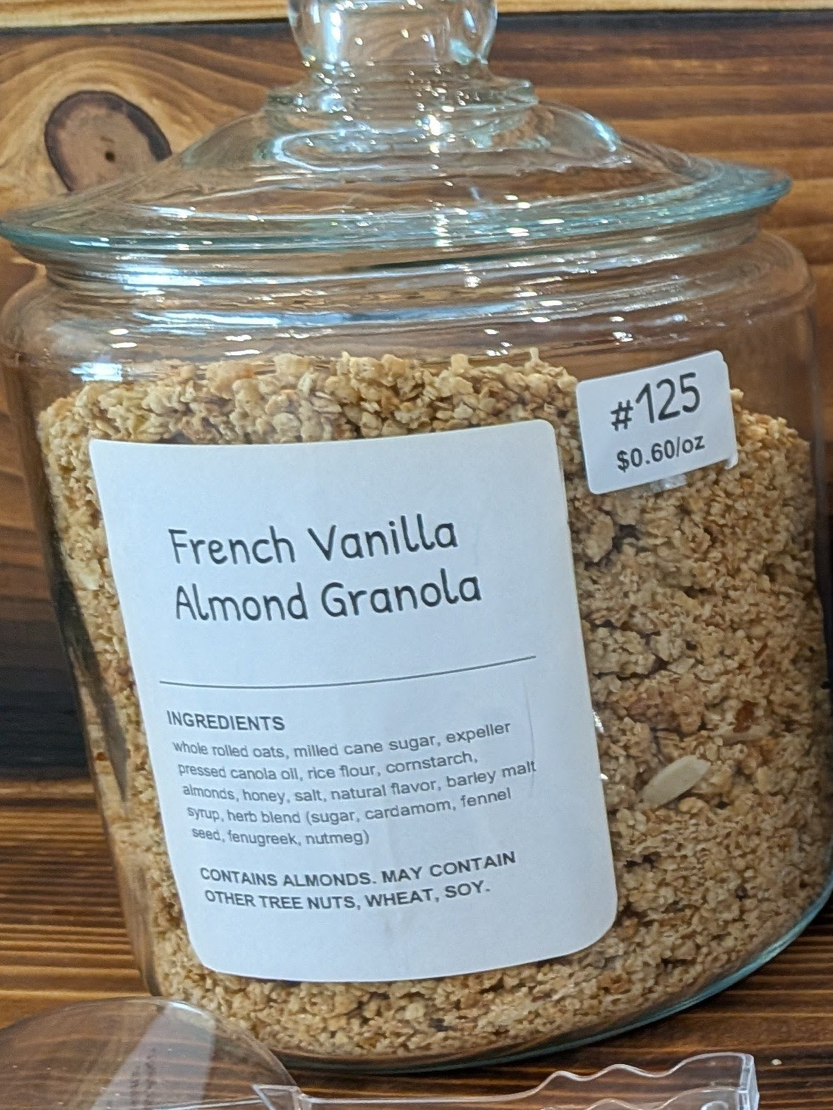 French Vanilla Almond Granola in the Sifted Refillery bulk bin