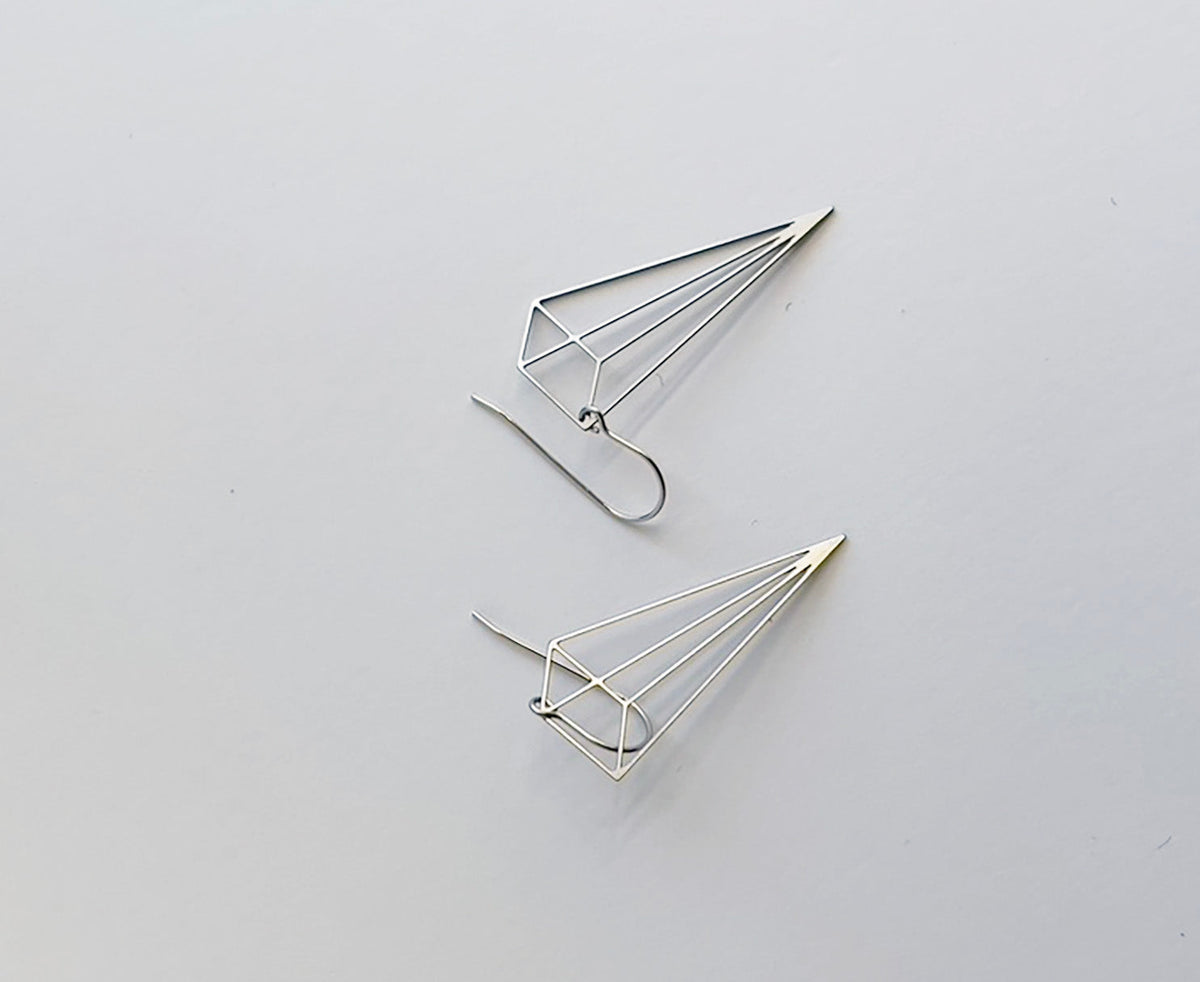 Angular Moment Tall Pyramid Earrings, stainless steel