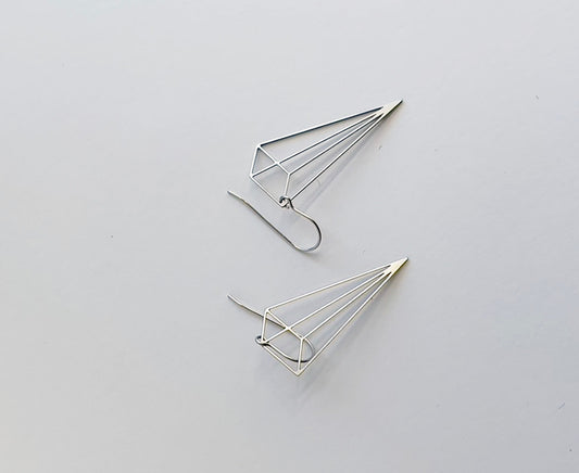 Angular Moment Tall Pyramid Earrings, stainless steel